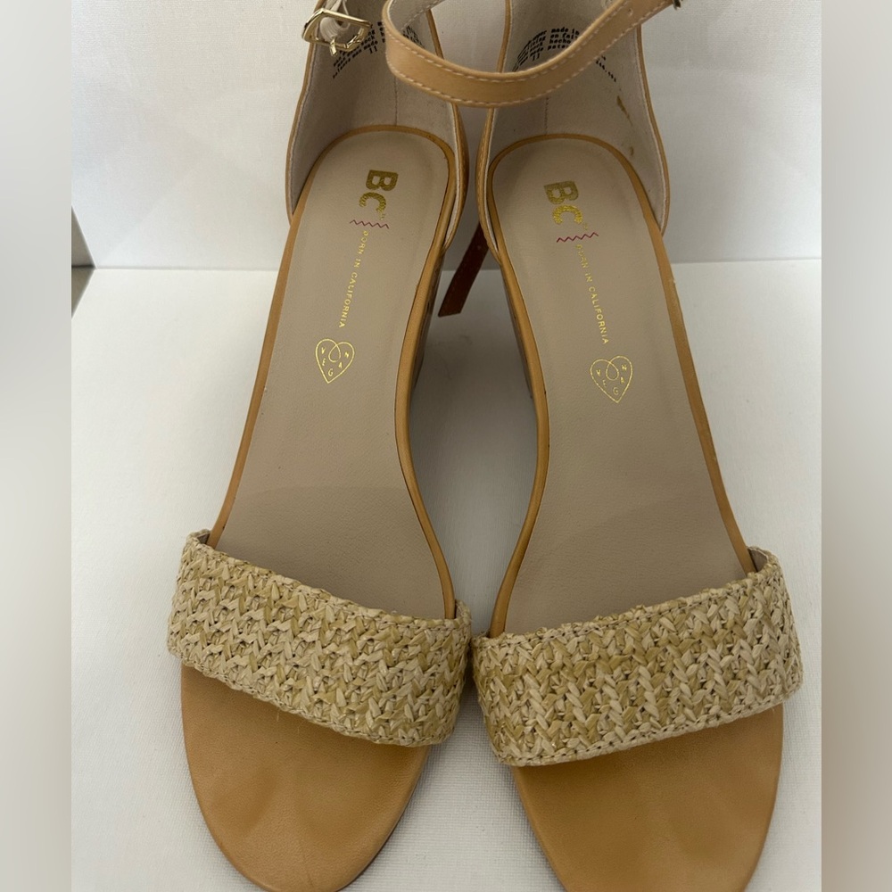 BC Tan Woven Strap Wedge Sandals - Picture 2 of 9
